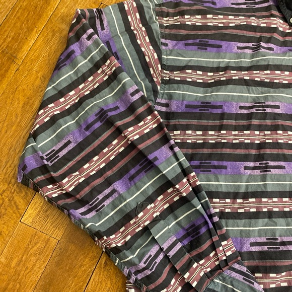 MILLER STOCKMAN Vtg 90s Purple Aztec Southwest Aztec Lind Sleeve Shirt Men's M - Picture 5 of 14